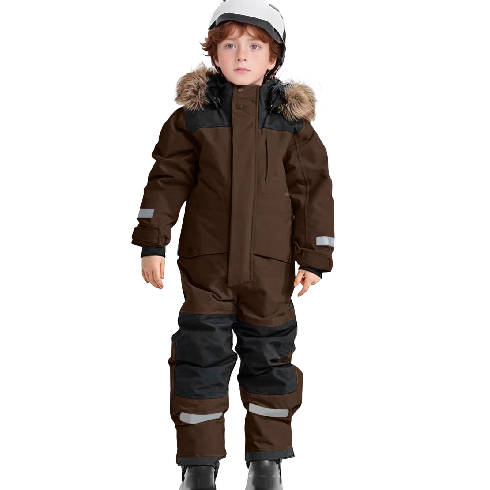 Generisch Tuta da neve robusta e isolata per bambini più grandi, tuta da sci antivento per tutte le stagioni con fodera termica per freddo estremo e avventure invernali all'aperto.