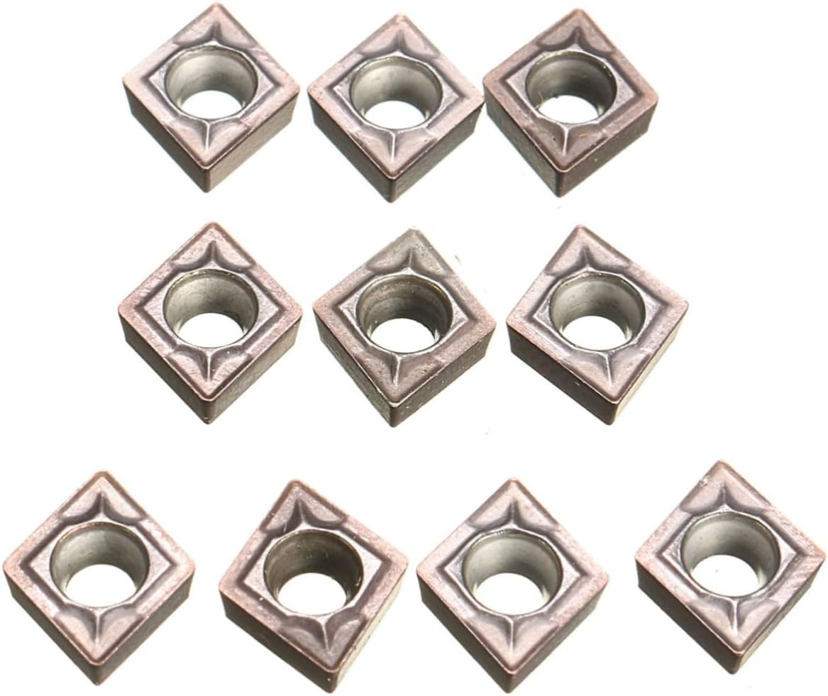 10Pcs Ccmt060204 Nx2525 Carbide Inserts Blades for Cnc Lathe Turning Tool 0.47X0.31X0.07In High Wear Resistance Thermal Cracking Metal Ceramic Cutting Inserts