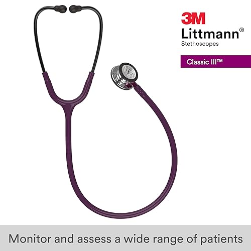 Miniatura 36 de 3M Littmann Classic III - Estetoscopio de monitoreo, acabado arco iris, tubo frambuesa, 27 pulgadas, 5806 Tubo de frambuesa