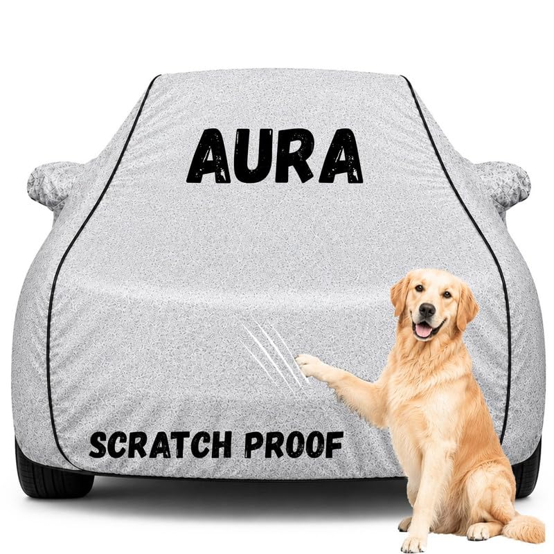Image of Pure Fabric Silver 100% Waterproof Aura Car Cover | Polyester Car Body Cover for Rain & Sun | UV Protection, Dustproof, Scratch Resistant, Windproof, Heat Resistant, Custom Fit