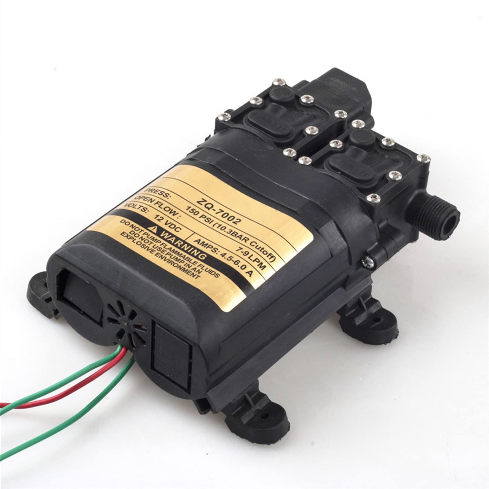 Bomba de agua portátil, sumergible, diafragma, 7-9 LPM, 150 PSI, 12 V CC, con presostato, autocebante