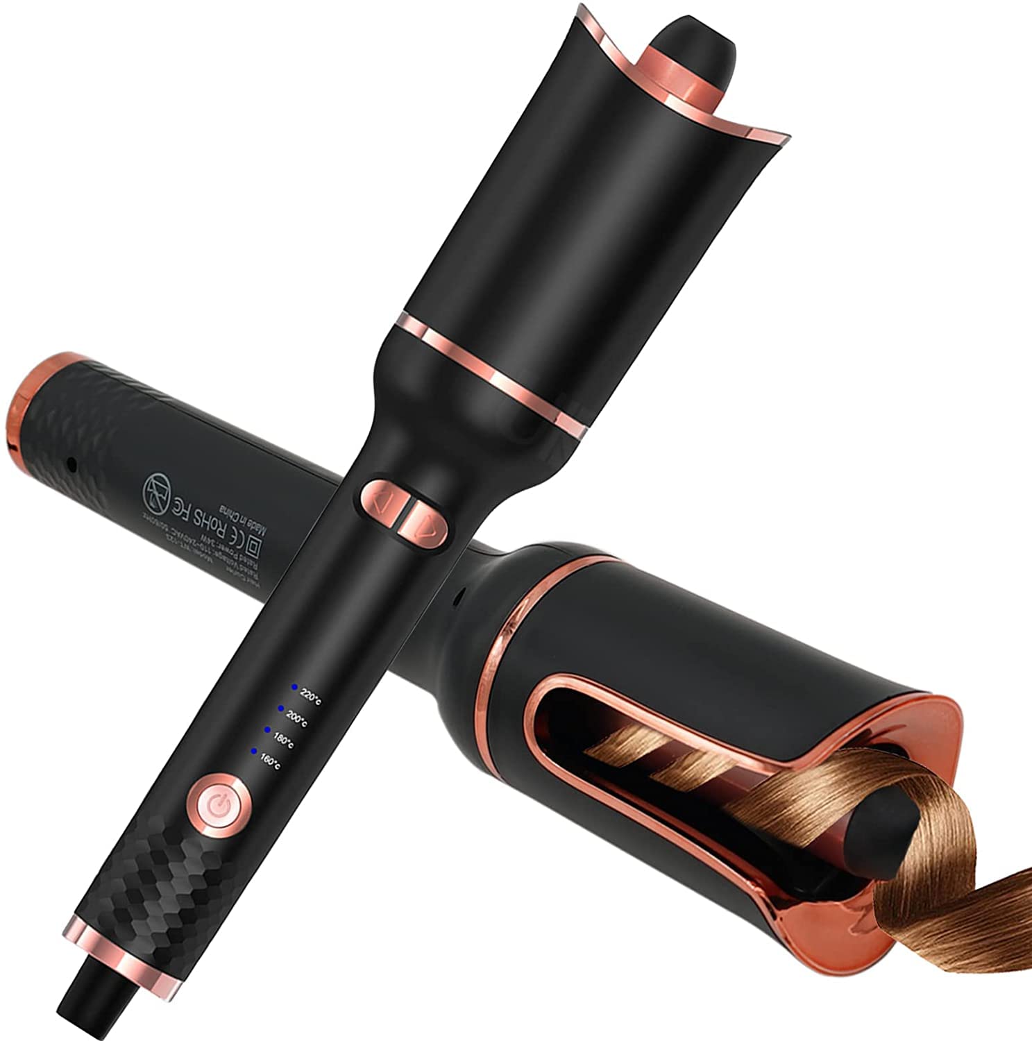 Feadem Hair Curler, Curling Wand, Curling Tongs,Curling Iron with 360° Rotating,4-Speed Adjustable Temperature Curling Wand, Fast Heating Ceramic Barrel, Dual Voltage Hair Curlers