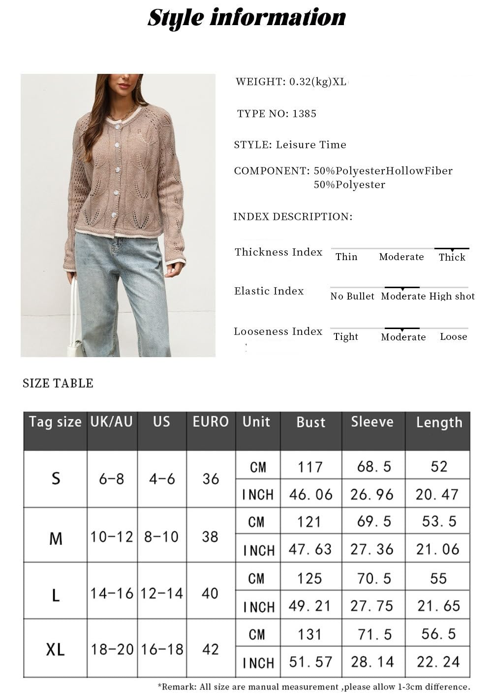 Cardigan Da Donna In Maglia Traforata Leggero Girocollo con Bottoni Sul Davanti Maniche Lunghe Giacca In Maglia Cardigan Casual Ampio Giacca Di Transizione per Ufficio E Abbigliamento Quotidiano