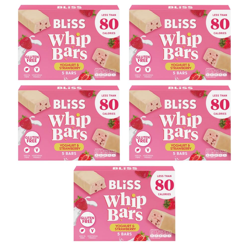 Blis Whip Bars Strawberry & Yoghurt 5 Pack - Less Than 80 Calories Per Bar, Blis Whip Bars Are An Indulgent, Low Calorie Snack - Pack of 5