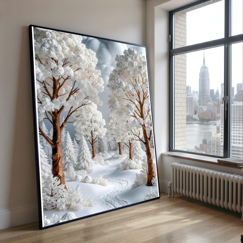 Peinture de paysage sur toile haut de gamme forêt d'hiver 40x60