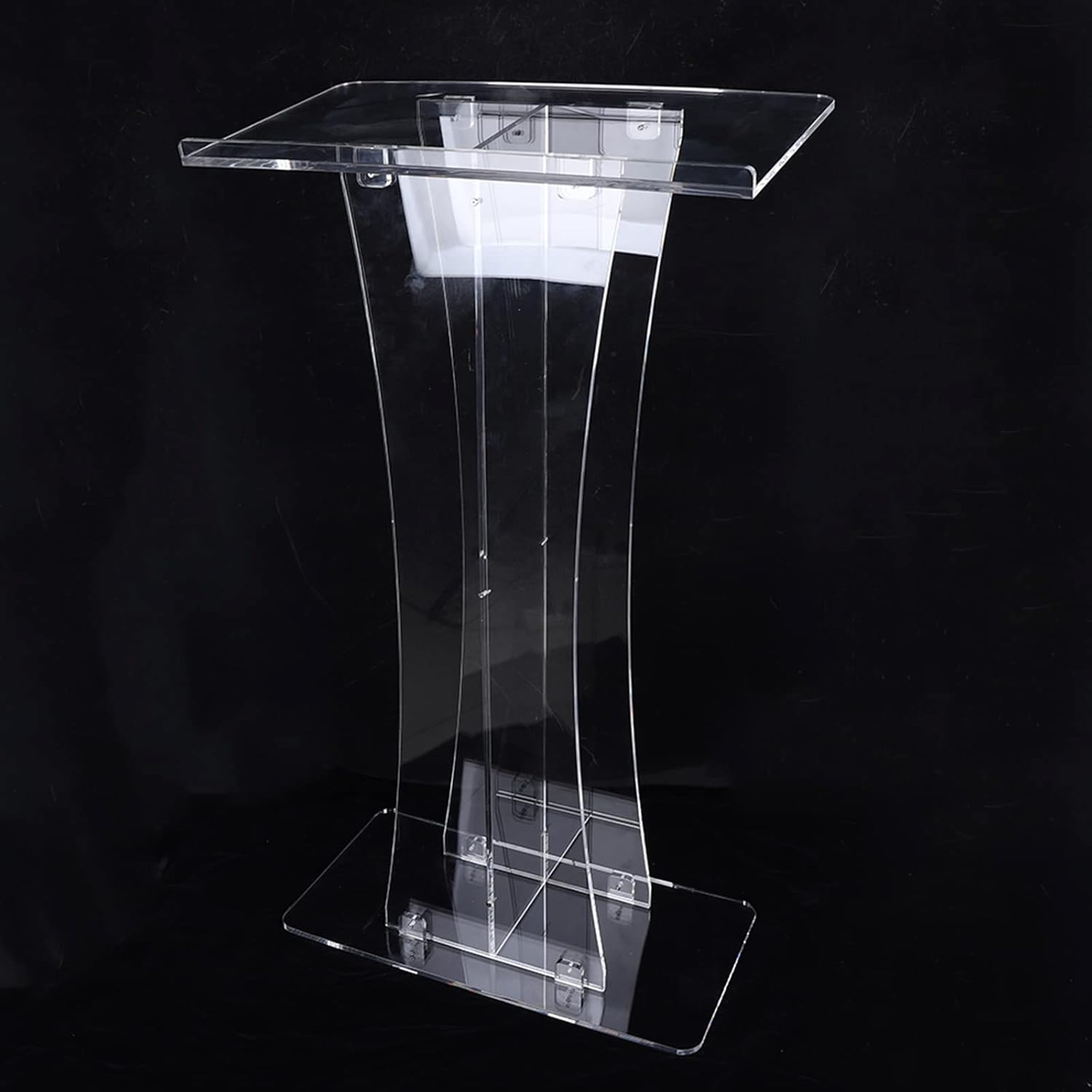 Futchoy Acrylic Podium Stand,Acrylic Pulpits for Churches, Portable Presentation Podium Lectern with Wide Reading Surface for Restaurants, Weddings, Office and Classrooms (Clear)