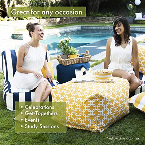 Majestic Home Goods Blooms Ottoman, Large, Citrus