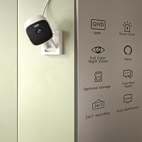 Vista 2 de 4PCs Indoor Security Camera Wireless, 4MP HD WiFi Home Security Camera with Magnetic Mount, Window Camera for Indoor Use, AI Motion Detection, 24/7