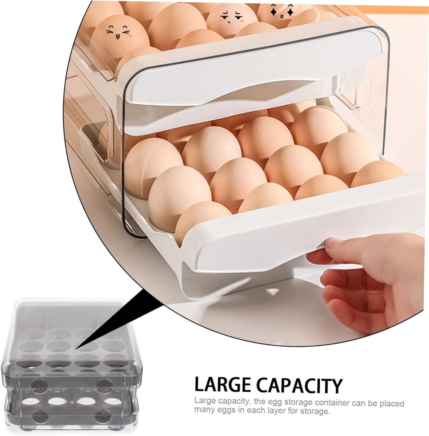 32grids Egg Organizer Storage Drawer Compartment Egg Carton for Chicken