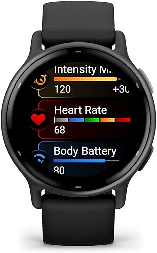 Miniatura 2 de Garmin Vívoactive 5, reloj inteligente GPS de salud y fitness, pantalla AMOLED, hasta 11 días de batería, bisel de aluminio pizarra con caja negra