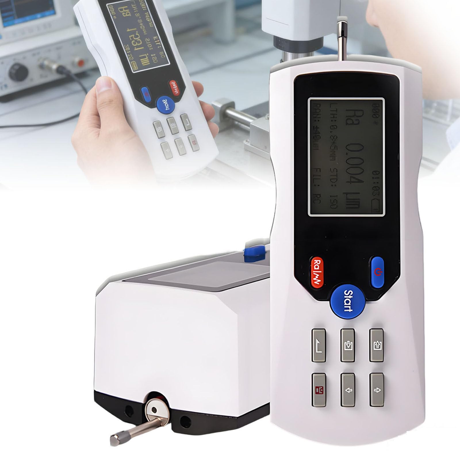 Rugosímetro Digital,Medidor Rugosidad Metales,Rango Medición 160 μm,Alta Precisión 0,001 μm,Pantalla LCD Recargable para Detección Superficies Metálicas Industriales White