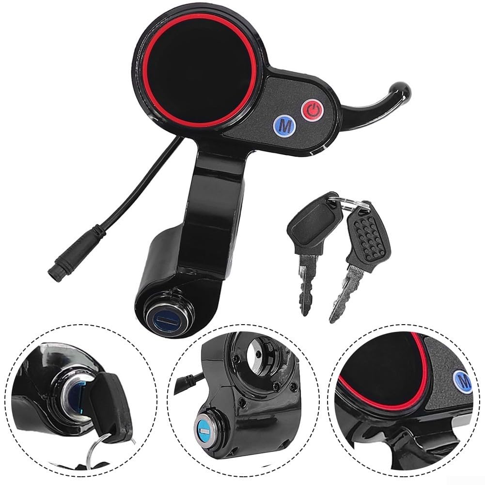 Electric Scooter LCD Display Meter - 22.2mm LH-100 Thumb Throttle with Waterproof 5P Connector for 24V, 36V, 48V, 60V E-Bikes - Enhance Performance for Hitway H5 Scooters