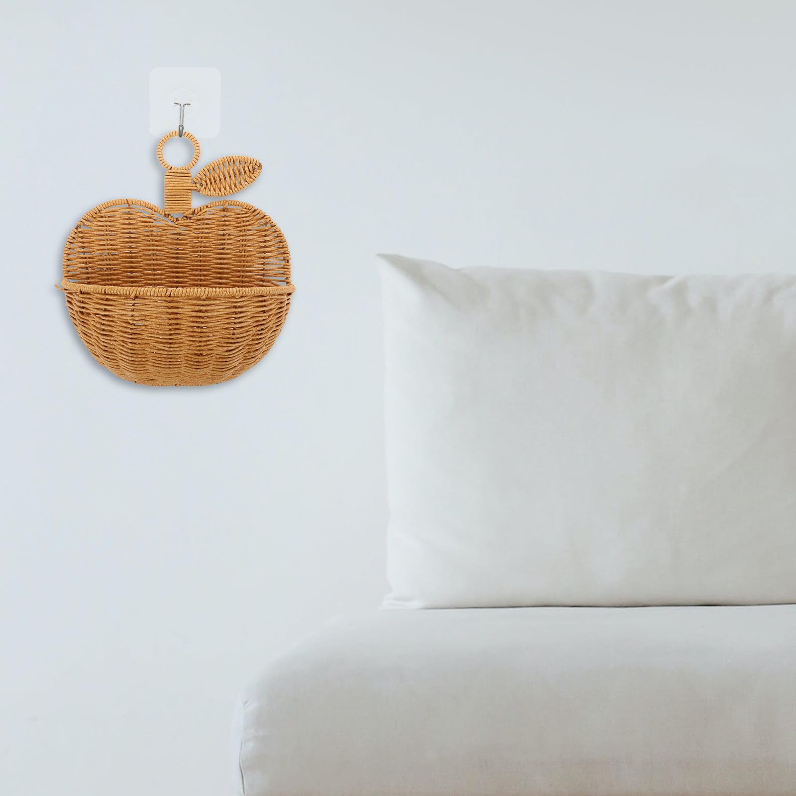 Cesta Colgante de Espacio y Organización de Ratán Tejida Diseño de Manzana para Almacenamiento Decorativo en Cocina y Sala
