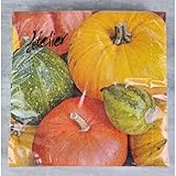 Gros lot 100 Serviettes en papier Potirons et Citrouilles multicolores, Automne gouteux, 33 x 33 cm
