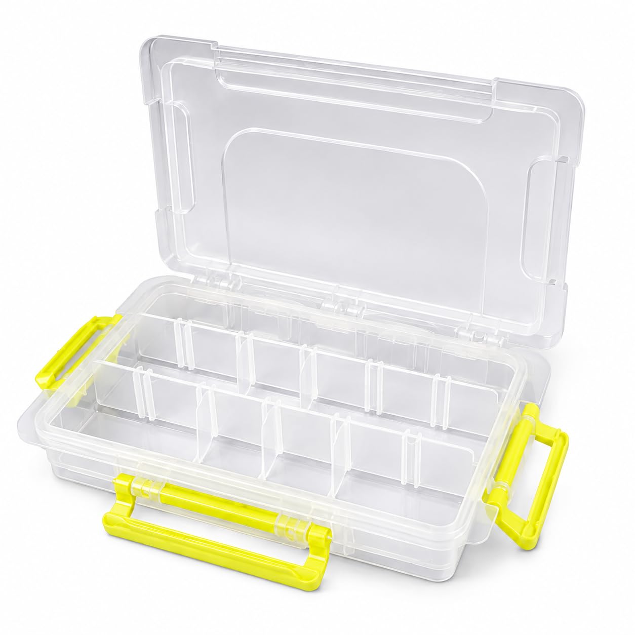 10 Compartment Adjustable Plastic Storage Organizer Box with Removable Dividers, Transparent Multipurpose Organizer Case for Jewelry, Beads, Screws, Pills, Crafts & Small Items-image-38