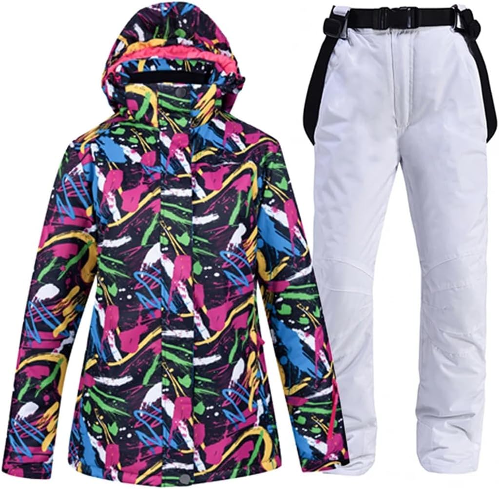 Unsex Winter Outdoor Snow Suit Snowboarding Waterproof Skiing Costume Sets Jackets Belt Pants