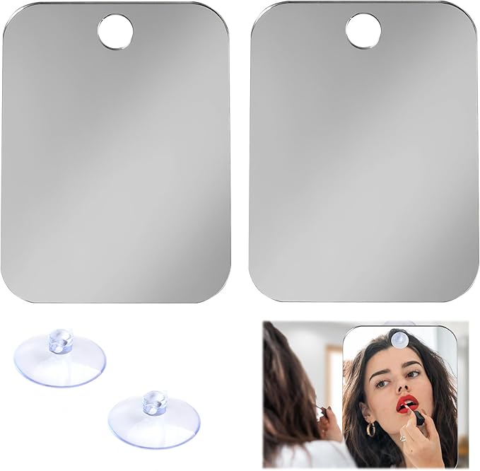 2 Pcs Fog Free Shower Mirrors for Shaving, 6.7" x 5. 1" Portable