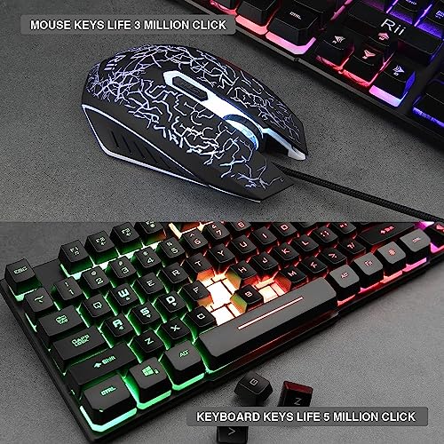 Image of Rii Gaming Keyboard and Mouse Set, Multiple Color Rainbow LED Backlit Multimedia PC Gaming Keyboard,Office Keyboard Colorful Breathing Backlit Gaming Mouse for Working or Primer Gaming,Office Device