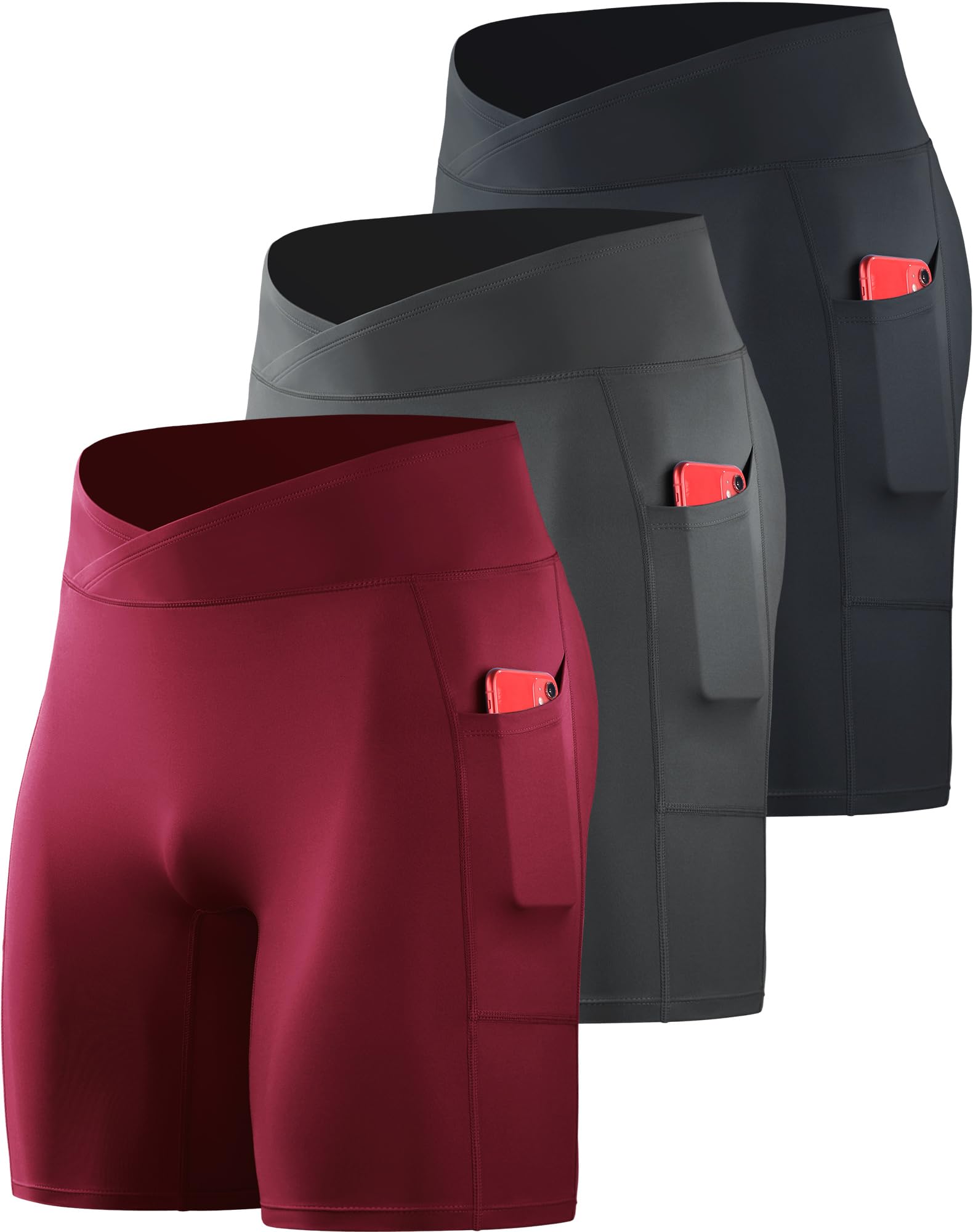 NELEUS Men's Compression Short with Pocket Dry Fit Yoga Running Shorts Pack of 3
