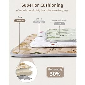 Blissful Diary Portable Baby Play Mats for Floor, Thick Cushioned Foldable Baby Crawling Mat for Indoor Outdoor, Non-Slip & Washable Kids Playmat for Tummy Time Activity, Earth Tones 43 X 43