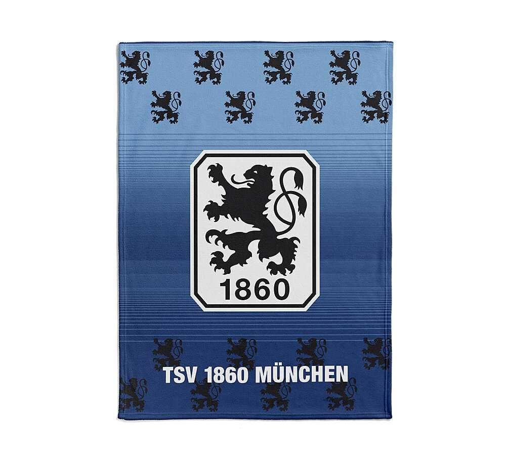 TSV 1860 München Flanelldecke - Logo - blau Kuscheldecke Decke - Plus Lesezeichen Wir lieben Fußball