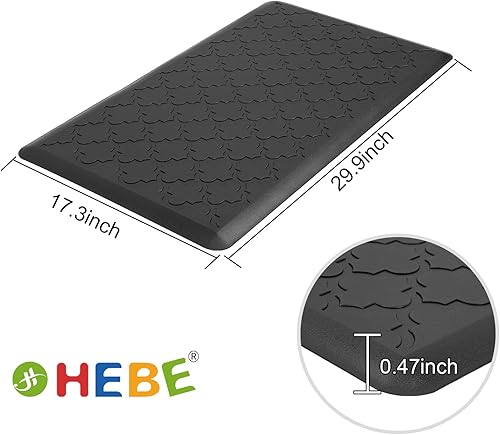 Miniatura 9 de HEBE Tapete de cocina de gran tamaño, acolchado, antifatiga, cómodo, de 20 x 60 pulgadas, impermeable, antideslizante, tapete de cocina, alfombra de