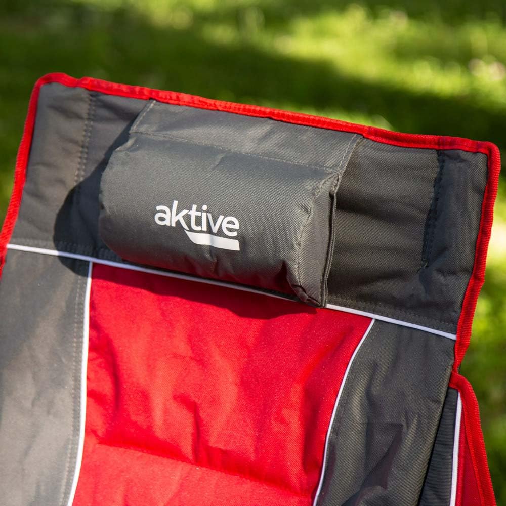 AKTIVE - Chaise à Bascule de Camping Pliable, en Acier et Polyester rembourré, avec Coussin et Poches latérales, Sac de Transport, Chaise à Bascule, chaises Pliantes, pour Jardin ou Plage (63046)