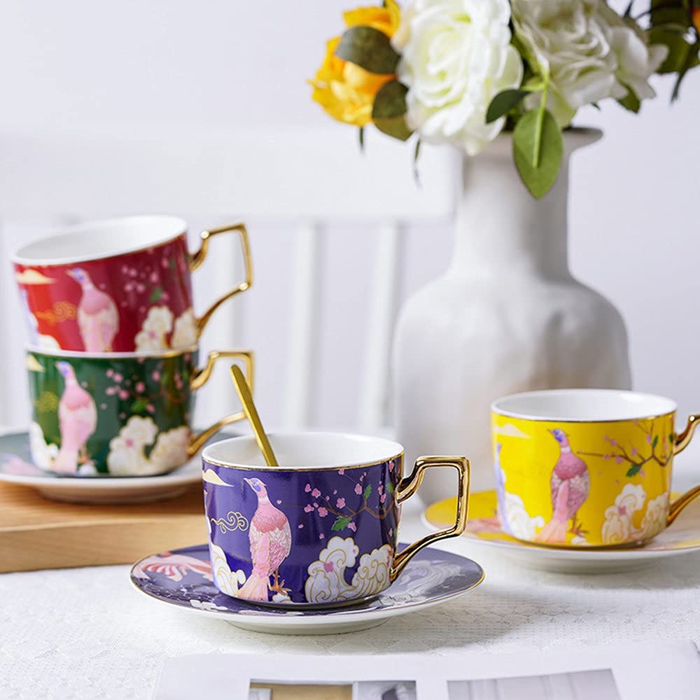 Set di tazzine da caffè in porcellana, set di tazze con piattino, set di tazze da tè e piattino for caffè in ceramica Tazze contemporanee in porcellana Tazze da tè Set di tazze da caffè e piattini di