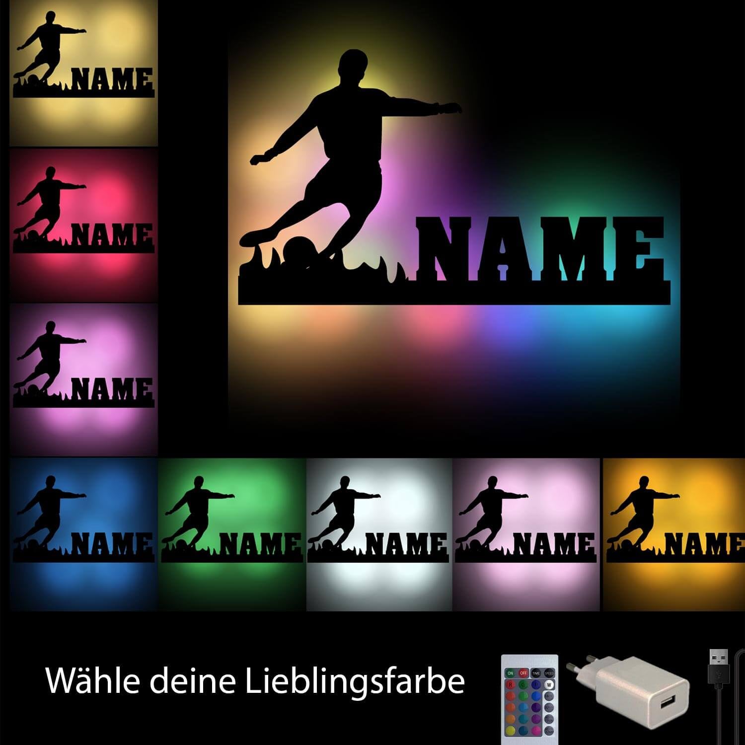 Optechvisual LED Fußball Lampe - Personalisierbares Nachtlicht Für Fußballfans