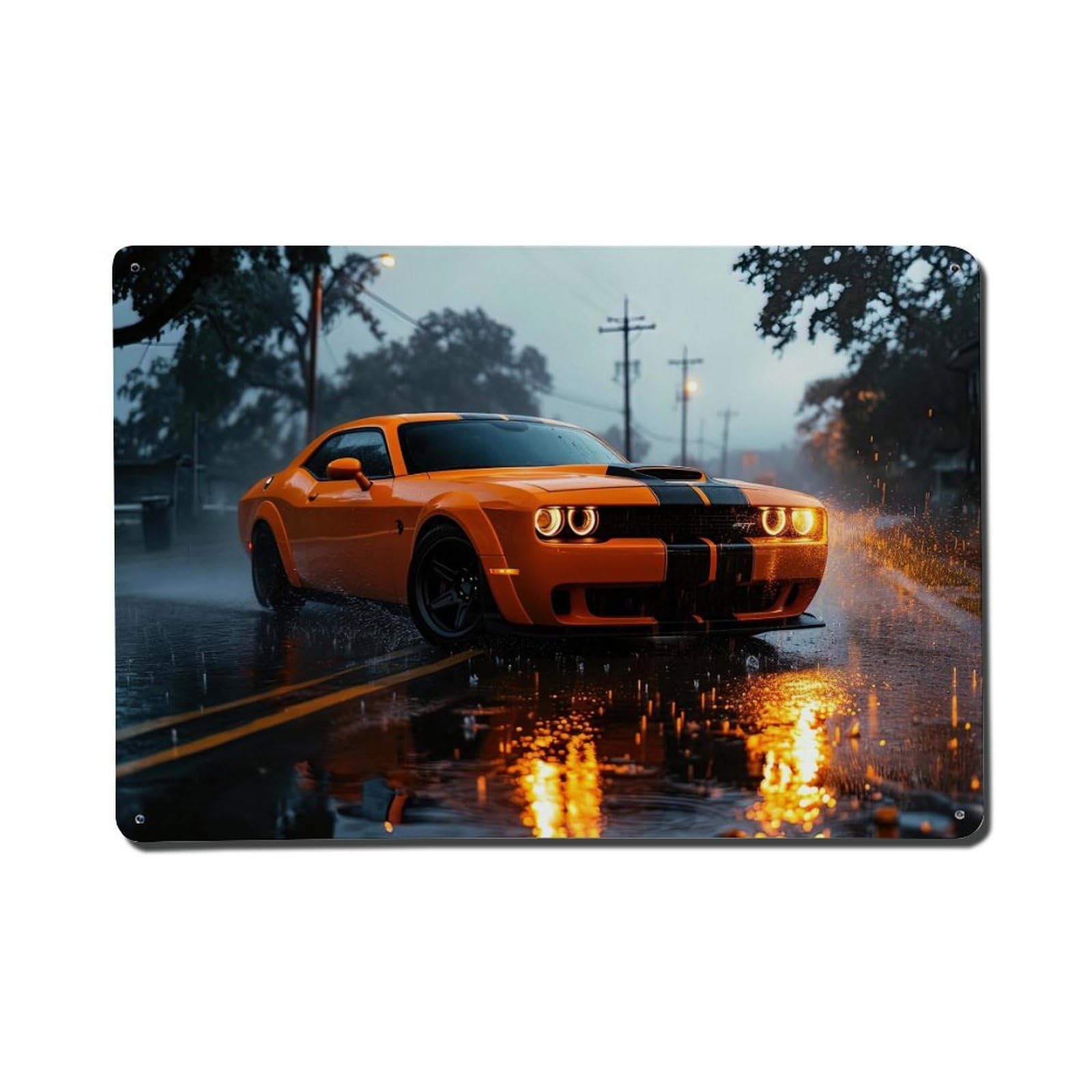 Sport Car for Challenger SRT Muscle Car Metal Tin Sign Plaque Wall Decor for Cafe, Club, Garden Metal Poster 8x12Inch