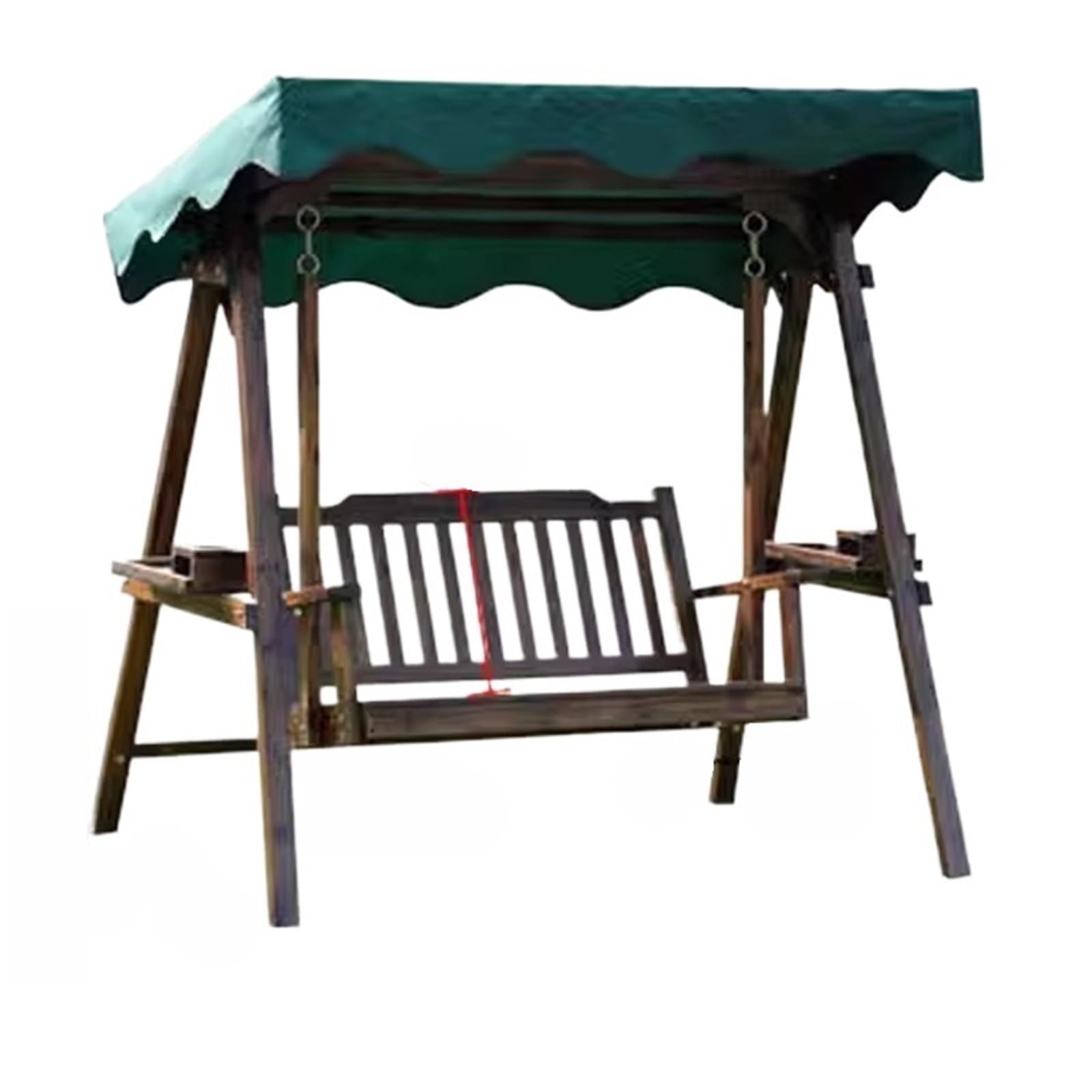 Wooden Swing Bench Solid Wood Leisure Patio Swings Yard Courtyard Rural Home Anti Corrosion Double Rocking Chair Terrace Sillas Outdoor Furniture(D With canopy)