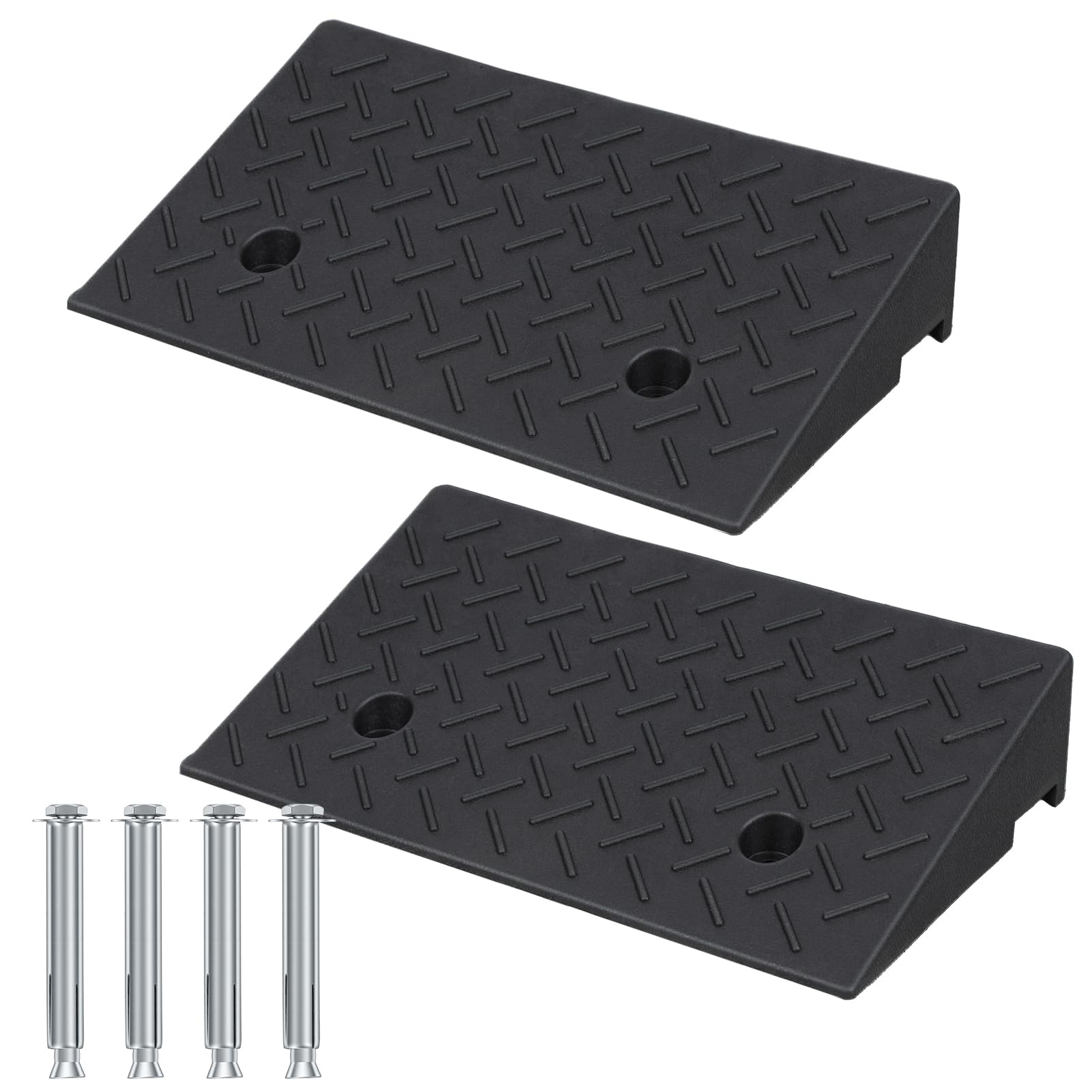 1 para ramp podjazdowych 10 cm, wytrzymała, antypoślizgowa gumowa rampa progowa, udźwig 3175 kg, 50 x 30 cm do samochodów, wózków inwalidzkich, skuterów (czarna)