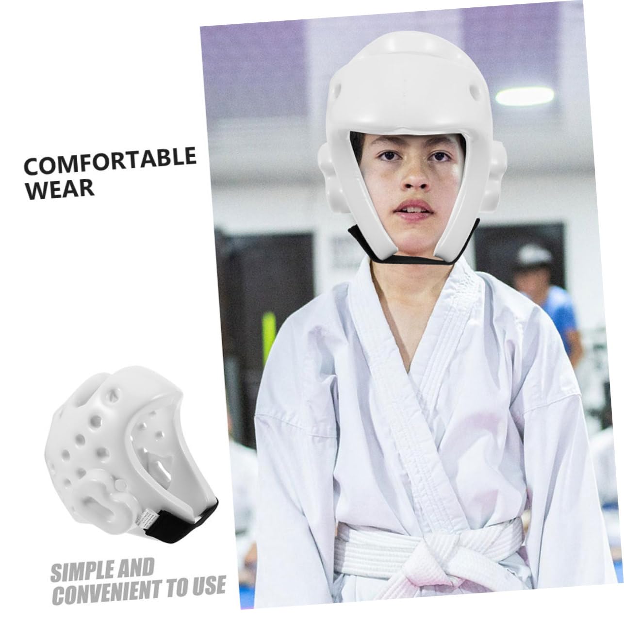 UKCOCO Casco de Boxeo para Niños Seguro y Ajustable de PU Blanco, Equipo de Protección Adecuado para Entrenamiento de Karate y Hockey sobre Hielo