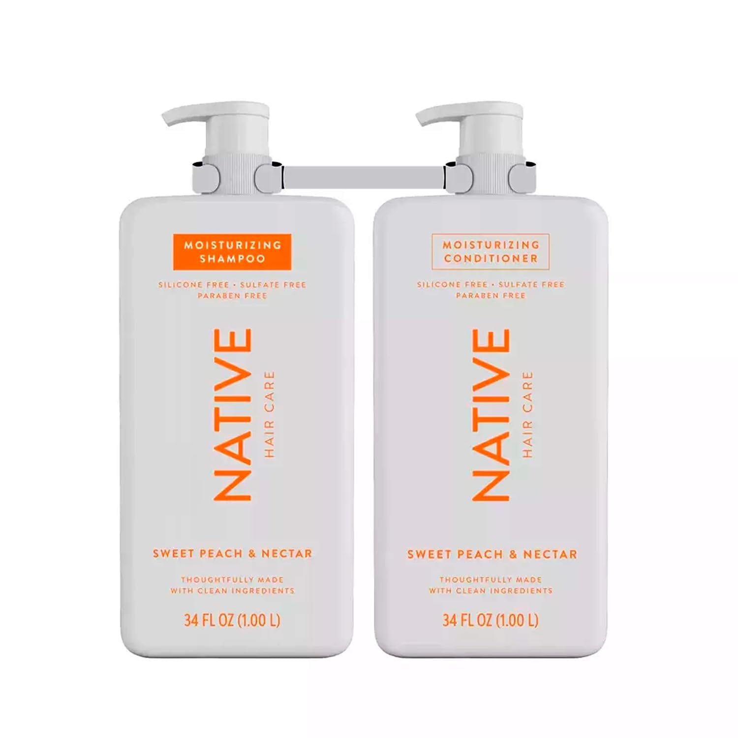 Native Sweet Peach & Nectar Shampoo & Conditioner, 34 Fl. Oz. - Pack Of 02.