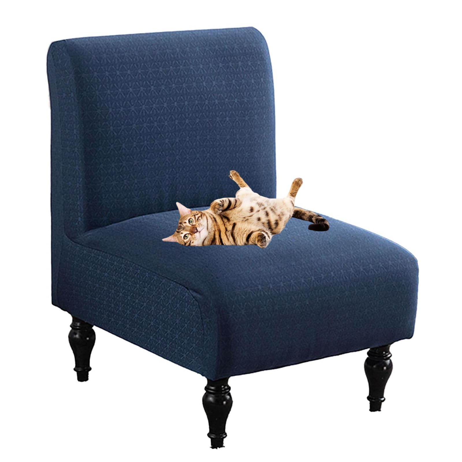 SJKJNK Armless Accent Chair Covers for Living Room, Slipper Chair Slipcovers Without Arms, Chair Slipcovers No Arms, Chair Pet Protector Furniture Covers (Navy Blue,Set of 1)