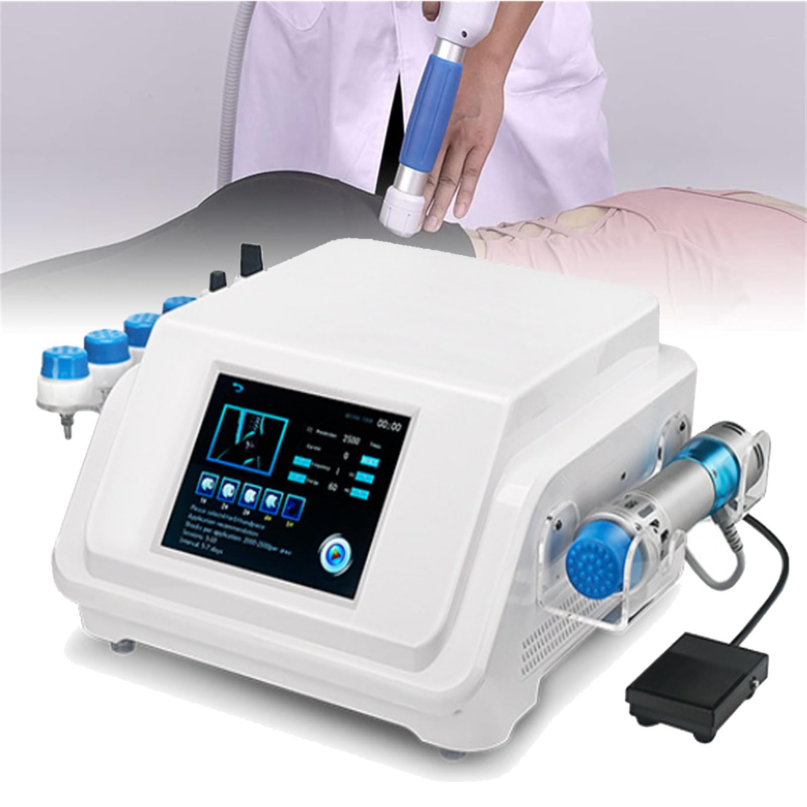DUXMM Shockwave Therapy Machine, Professional Electromagnetic Treatment Machine, Extracorporeal Electromagnetic ED, with 7 Massage Heads and Display, for ED Treatment