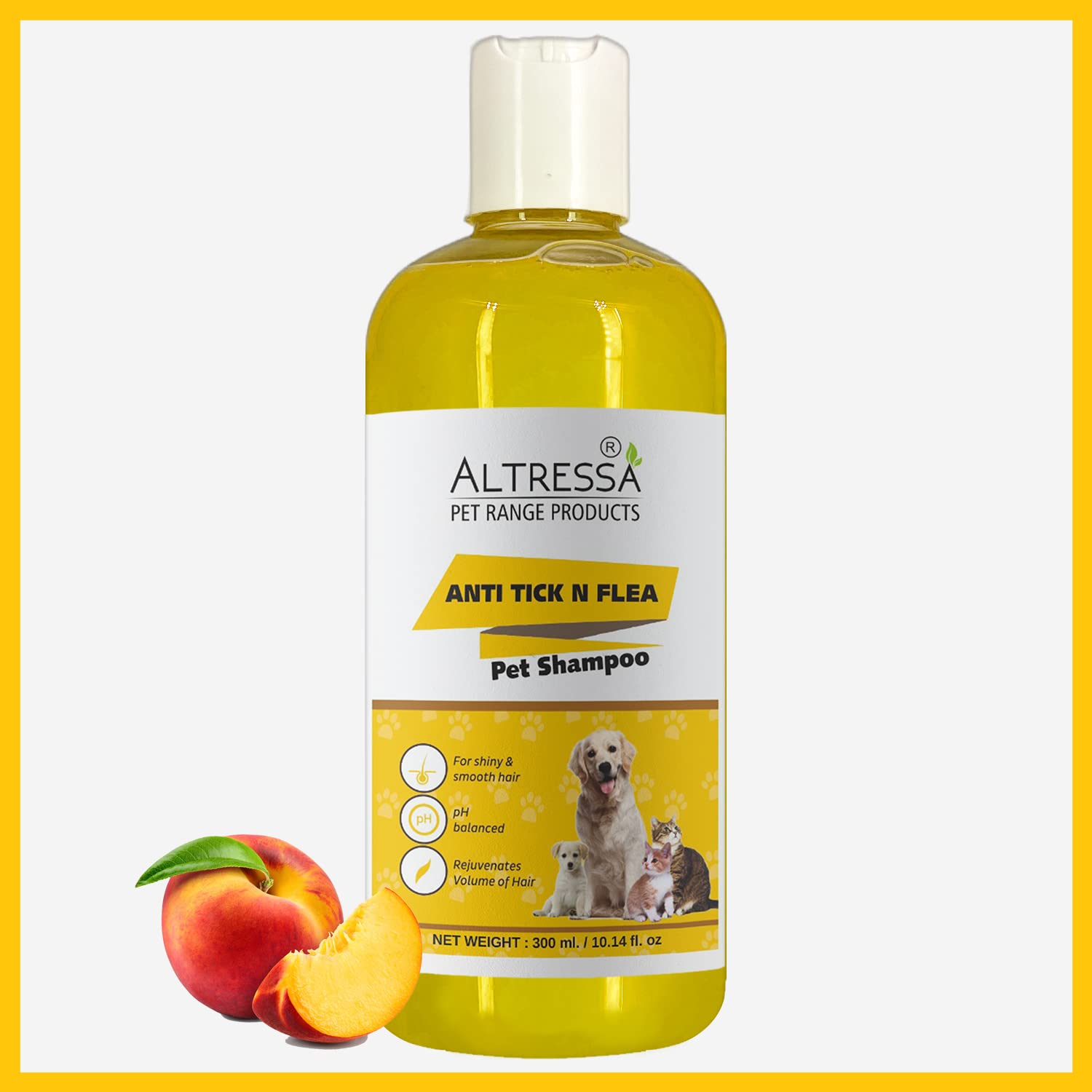 Altressa Anti Tick N Flea Pet Shampoo for Hair Rejuvenation, pH Balanced, Boost Volume for Shiny & Smooth Hair, Anti-dandruff, Anti-itching, Conditioning Peach Neem Dog Shampoo (300 ml) (B08YXWN9P5) Amazon Price History, Amazon Price Tracker