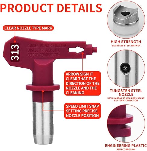 Miniatura 4 de Spray freely Juego de 2 postes de extensión, extensiones de punta de pistola de pulverización sin aire, punta de pistola rociadora de pintura sin