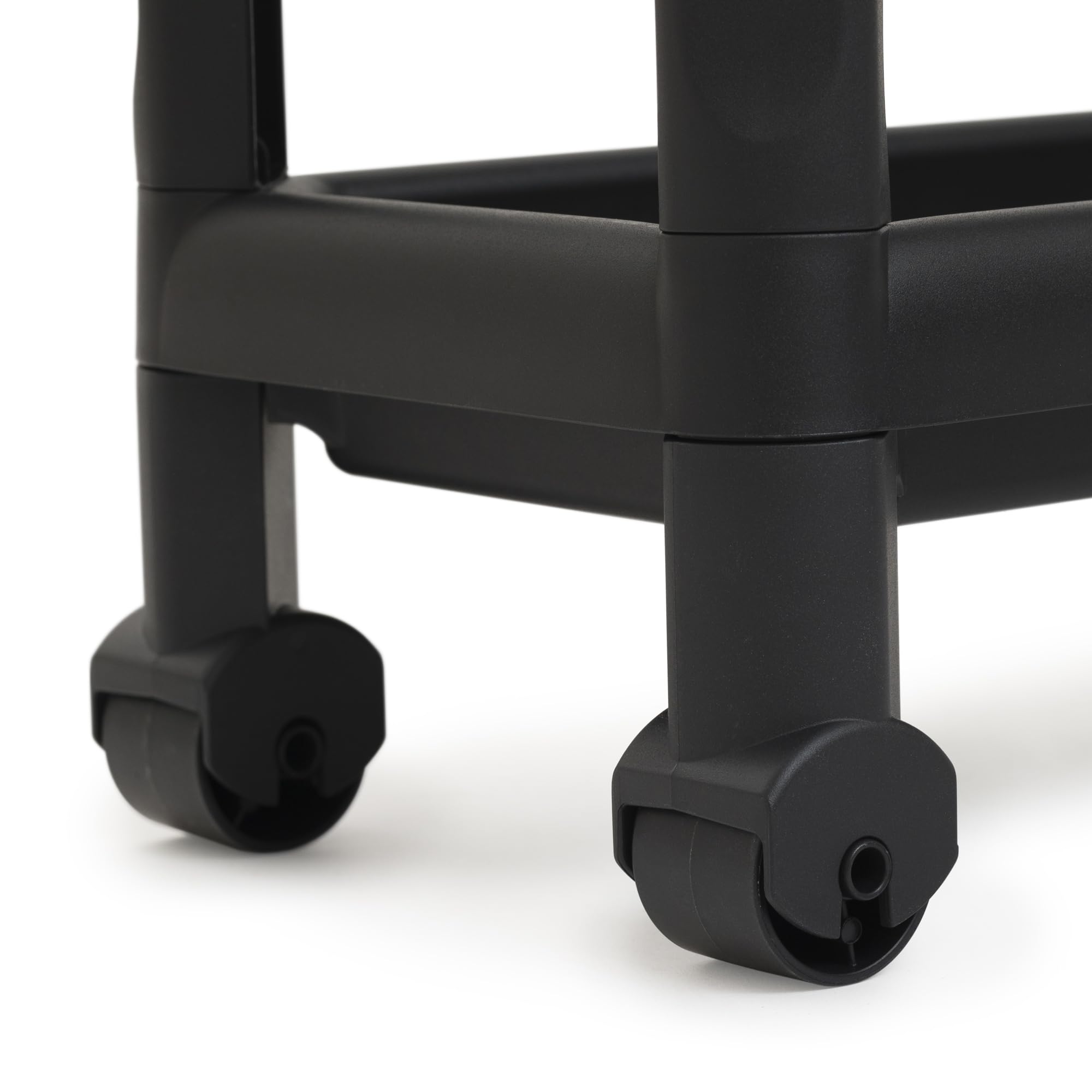 DEA HOME Tina Carrello salvaspazio nero 53x17x71h cm, in plastica resistente con 3 ripiani forati, con ruote e maniglie ergonomiche, pratico e versatile, per riporre oggetti in ambienti domestici