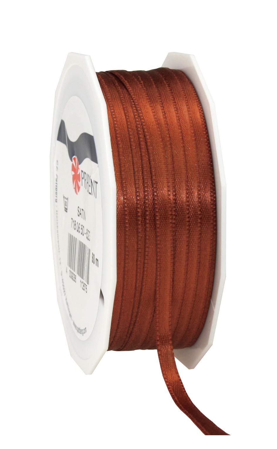 PRÄSENT C.E. Pattberg SATIN cinnamon (brown) gift ribbon, 55 yards for Wrapping Gifts 0.24 inches width