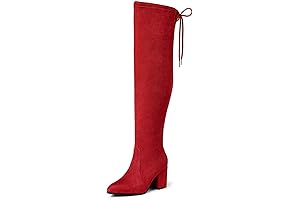 Botas altas hasta el muslo para mujer con tacón cuadrado elástico y a la moda