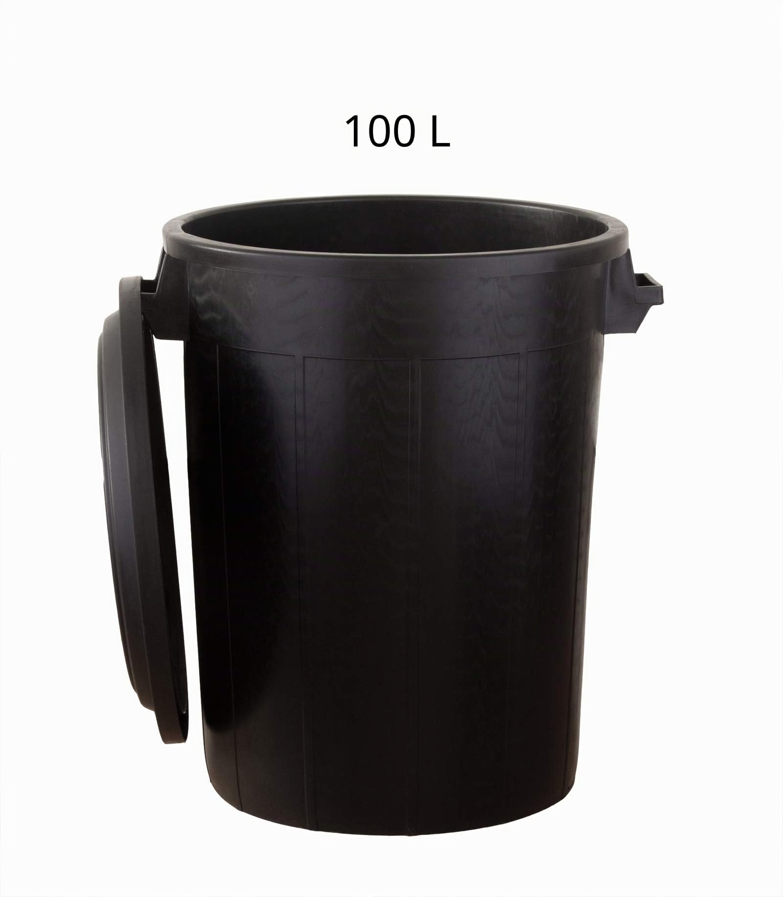 BigDean Poubelle universelle 100 litres avec couvercle et 2 poignées de transport, poubelle polyvalente noire