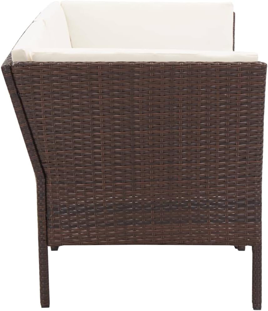 vidaXL Outdoor Patio Lounge Set with Cushions - 6 Piece, Poly Rattan, Brown, Modular Design, Weather-Resistant, Comfortable and Modern Seating.