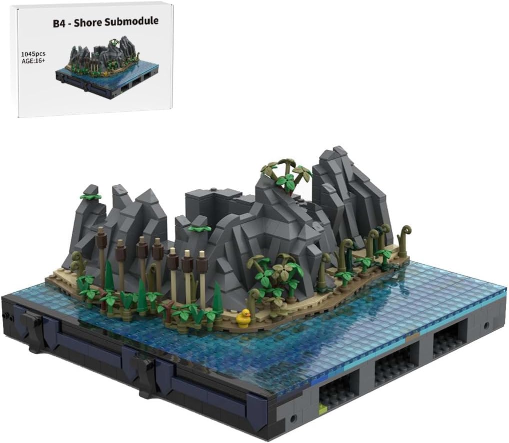 Modular Medieval Castle Series, MOC 131113 B1-Shore Submodule Building Blocks Set for MOC-131299 Complete Medieval Castle Model Kit (1045PCS)