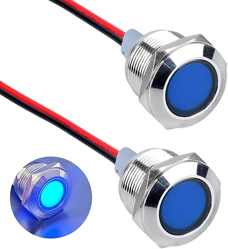 Miniatura 65 de 2 luces indicadoras LED de 0.630 in (5/8 pulgadas), 12-24 V AC/DC 20 mA ahorro de energía de metal impermeable IP67 lámpara piloto de una sola Verde