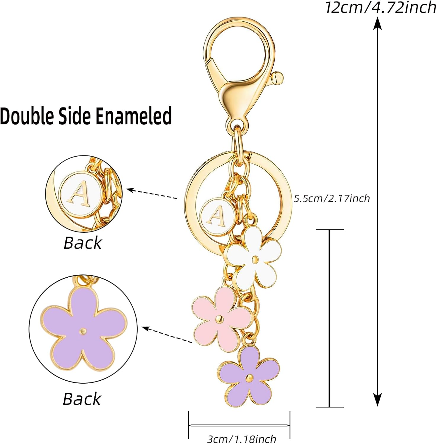 Fashion Keychain for Women Cute Stainless Steel Keychain Initial Letter Keys Charm Gifts - Image 2