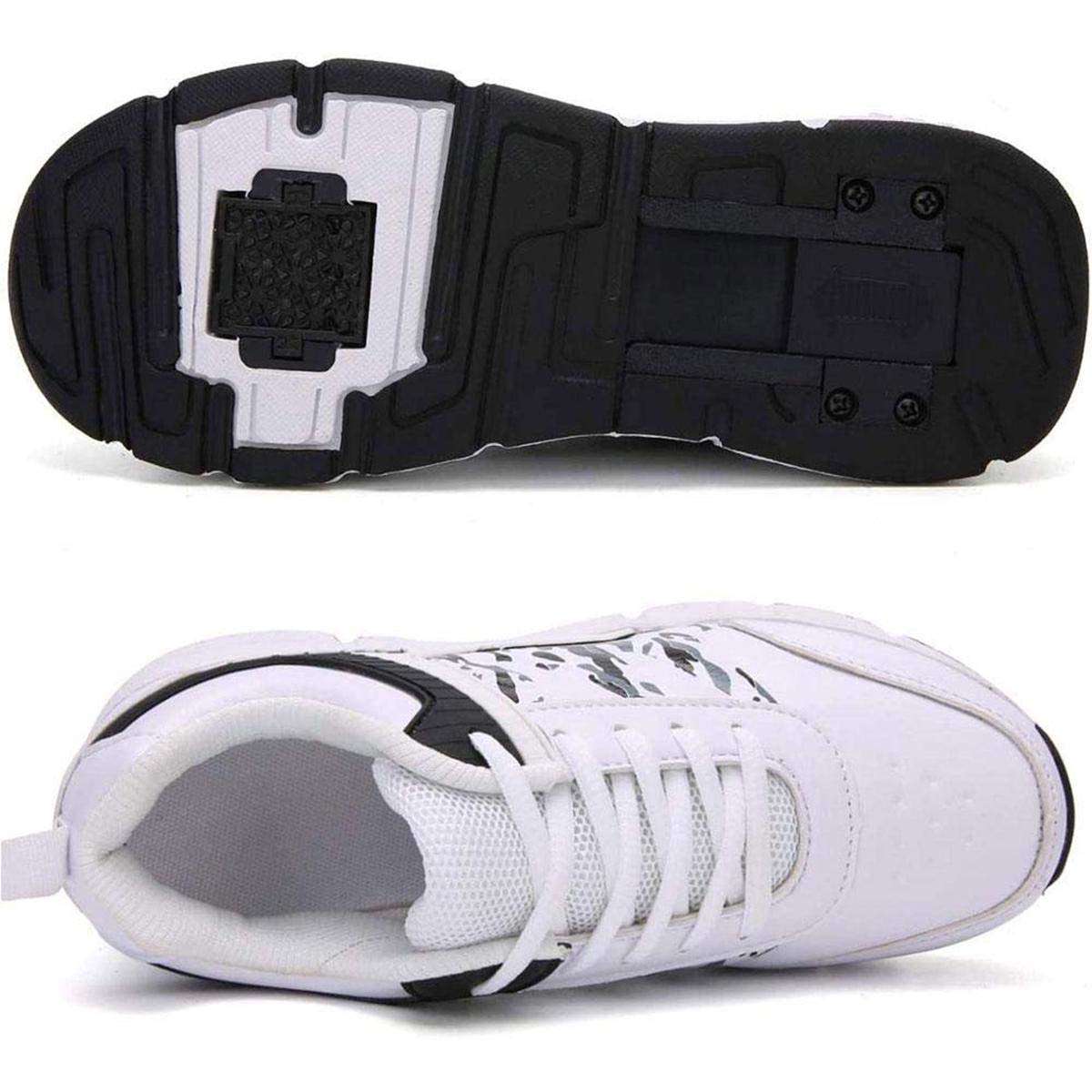 Outdoor Skates Deformed Roller Skates Boys And Girls Two Wheel Adjustable Telescopic Roller Skates Comfortable And Breathable Entertainment Roller Skates/436 (Color : Branco, Size : 37)