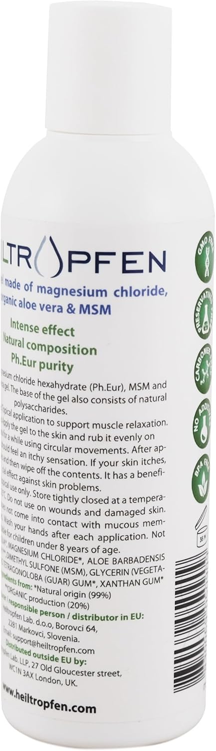 Magnesium Gel with Aloe Vera & MSM | 6.76 Oz - 200 ml | Pure Magnesium Chloride | Organic Aloe Vera | Third-Party Tested | Heiltropfen® - Image 5