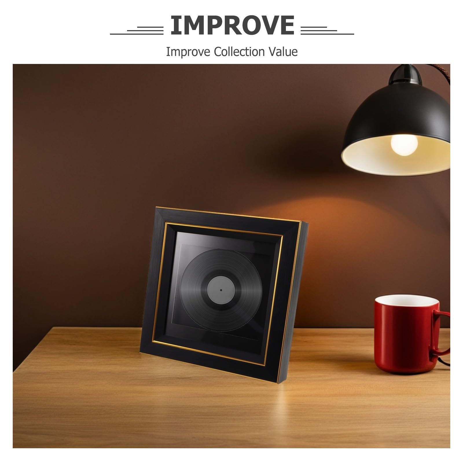 Levemolo Espositore per dischi in vinile - Cornici per copertine di album da appendere alla parete, accessori per dischi da montare a parete, decorazioni per la casa facili da appendere (nero)