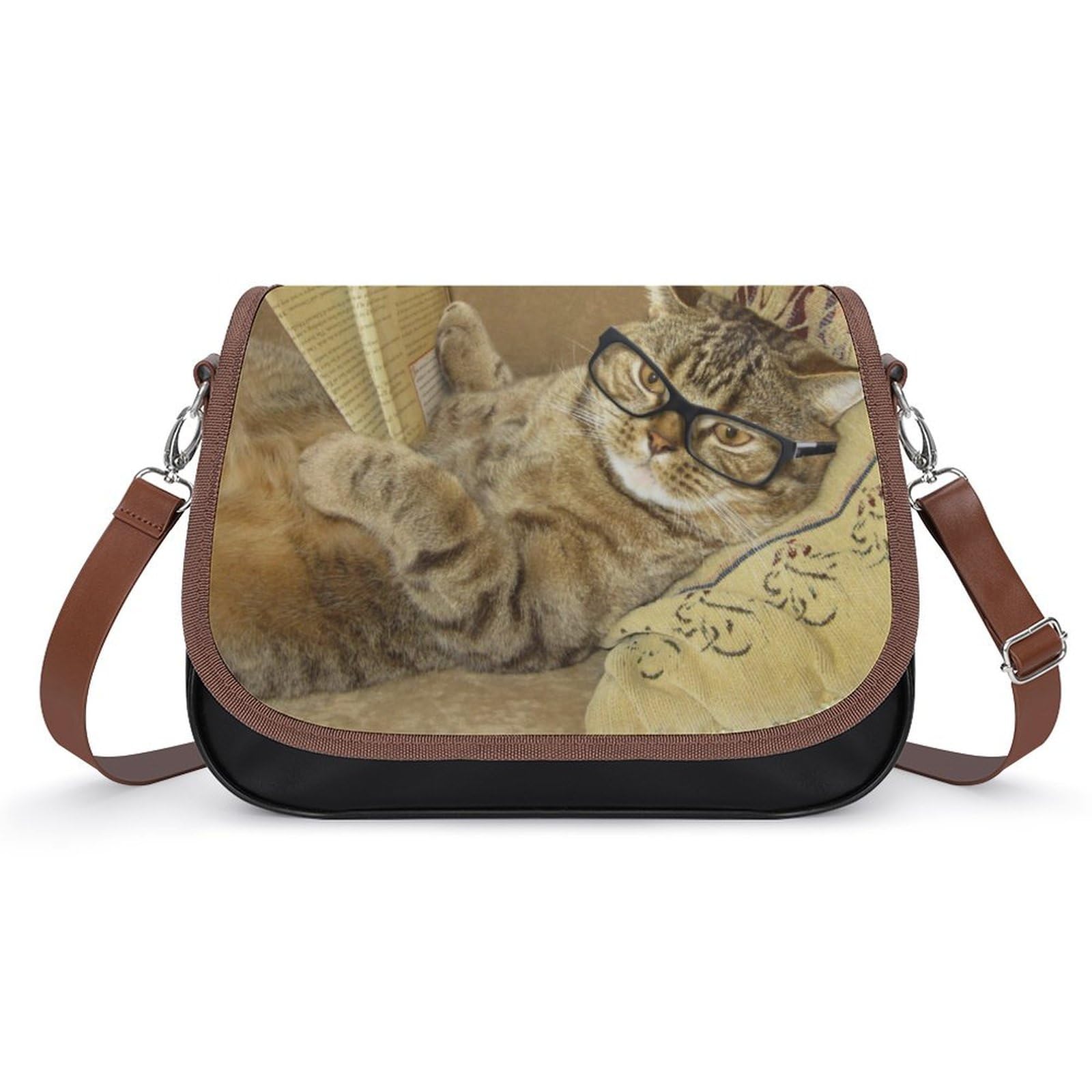 Amazon.co.jp: おもしろ 猫 猫柄 面白い ねこ ショルダーバッグ PU 